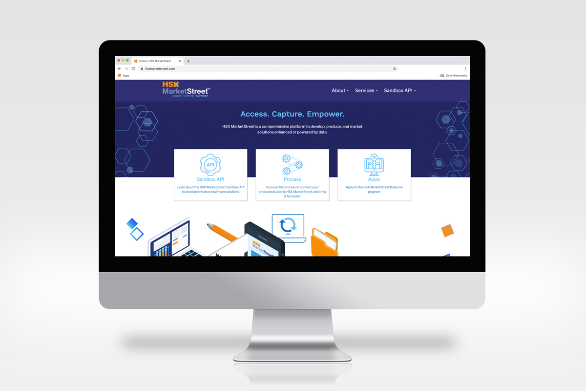 HSX MarketStreet Homepage displayed on a iMac Pro screen.